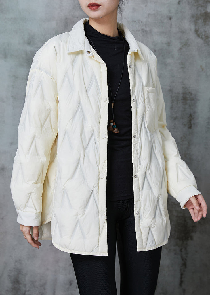 Vintage White Oversized Pocket Fine Cotton Filled Coat Winter