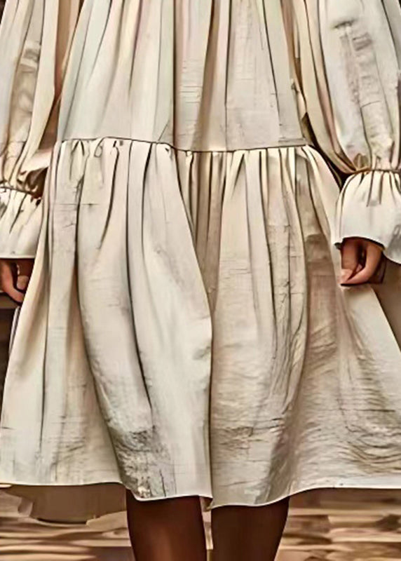 Vintage White Puff Sleeve Linen Long Dresses Summer