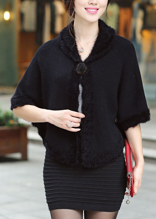 Vogue Black Peter Pan Collar Knit Cardigan Fall