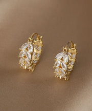 Vogue Gold Copper Alloy Zircon Wheat Ears Hoop Earrings