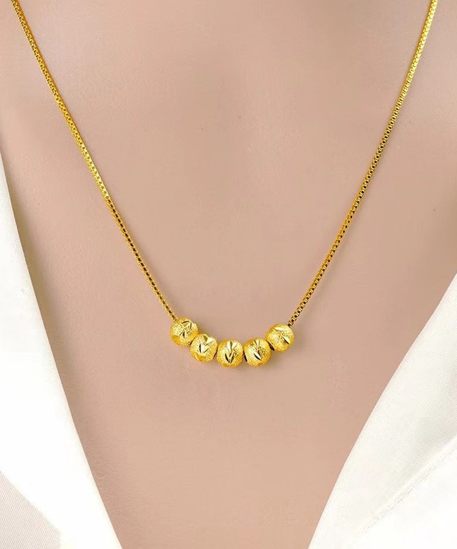 Vogue Gold Stainless Steel Overgild Transport Beads Pendant Necklace