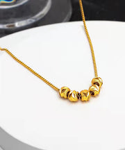 Vogue Gold Stainless Steel Overgild Transport Beads Pendant Necklace