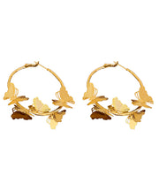 Vogue Gold Sterling Silver Overgild Butterfly Circular Hoop Earrings