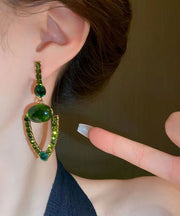 Vogue Green Alloy Coloured Glaze Triangle Drop Earrings