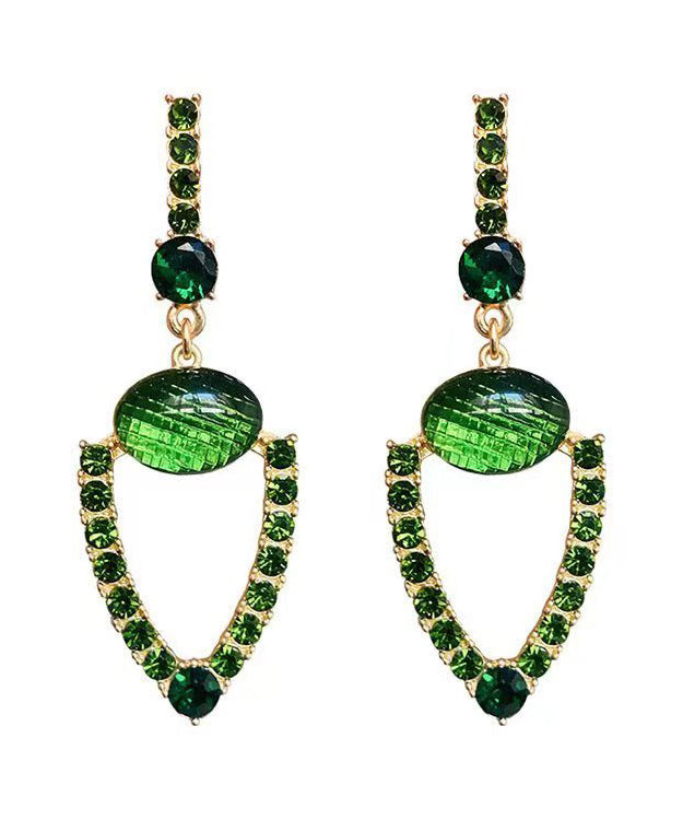 Vogue Green Alloy Coloured Glaze Triangle Drop Earrings