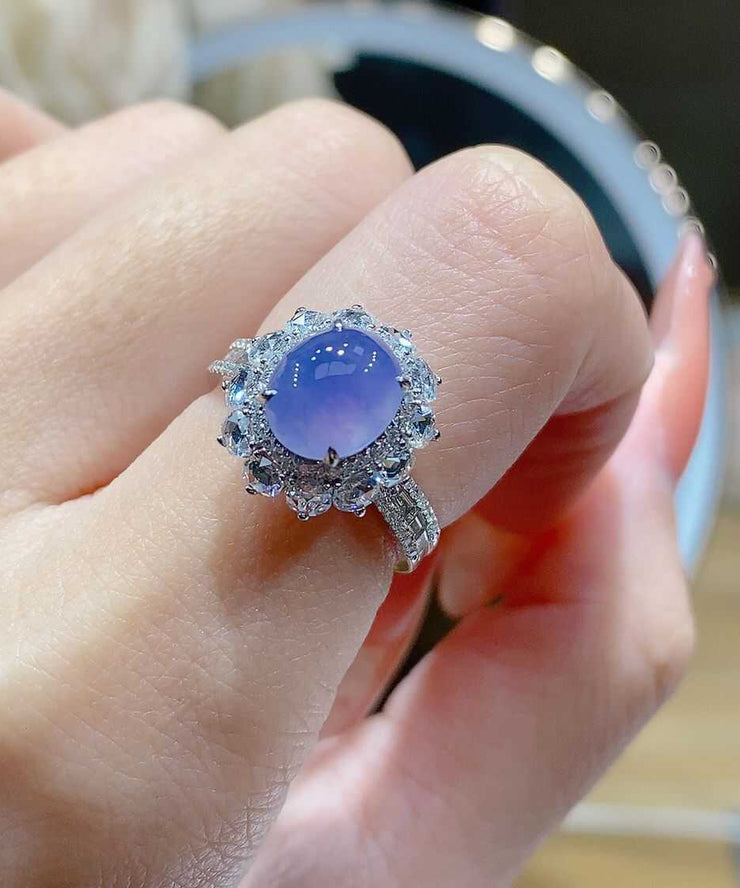 Vogue Purple Alloy Zircon Gem Stone Rings