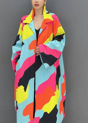 Vogue Rainbow Square Collar Button Trench Coats Fall