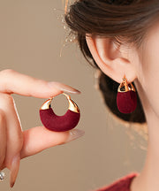 Vogue Red Copper Alloy Flocking U-Shape Hoop Earrings