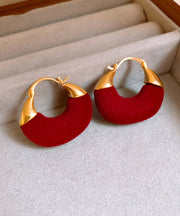 Vogue Red Copper Alloy Flocking U-Shape Hoop Earrings