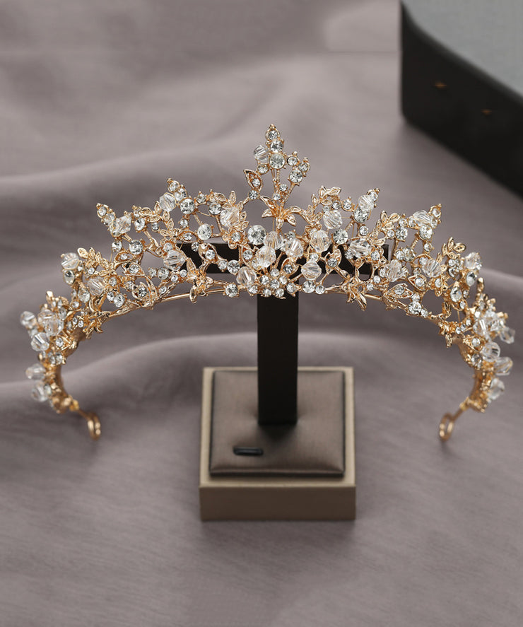 Vogue Silk Alloy Crystal Zircon Hollow Out Girl Crown