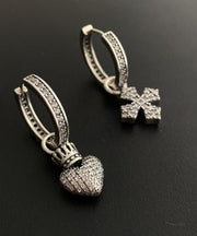 Vogue White Sterling Silver Asymmetric Love Cross Drop Earrings
