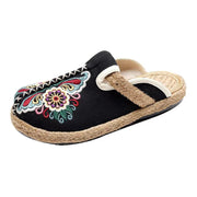 Women Retro Embroidered Floral Shoes flip flop