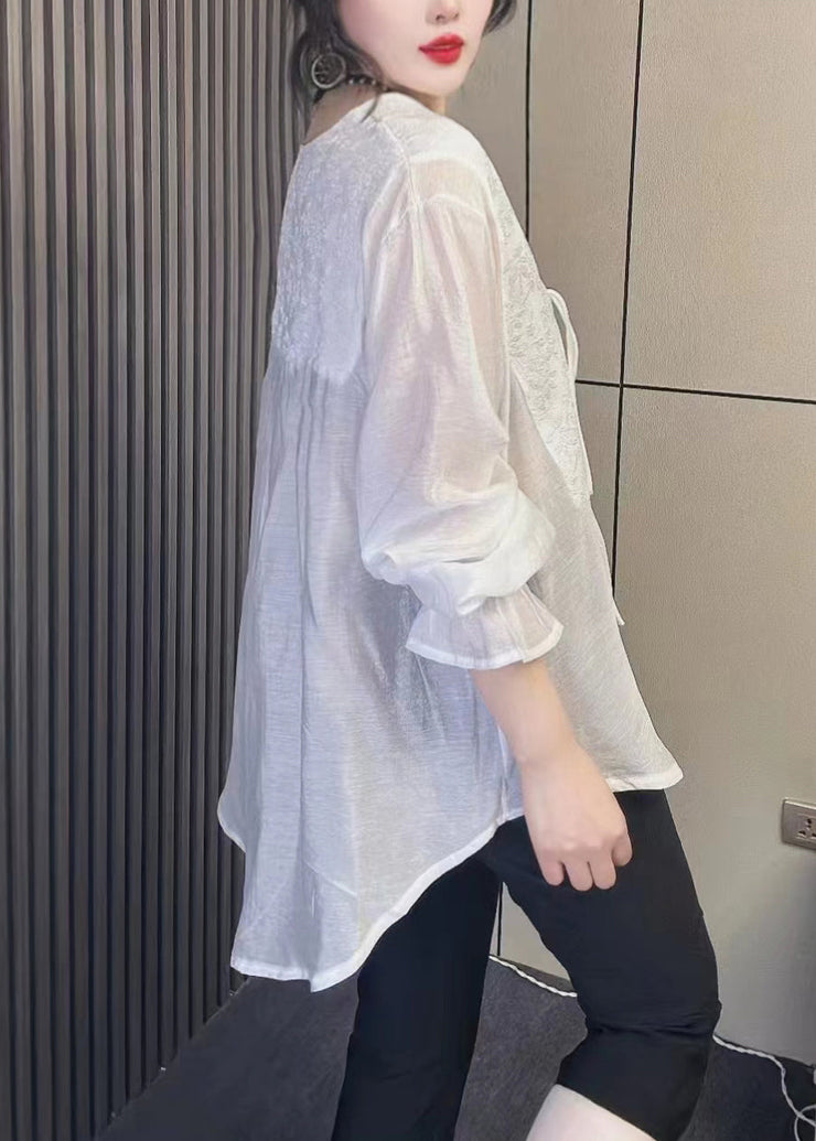 White Button Chiffon Top Long Sleeve Fall