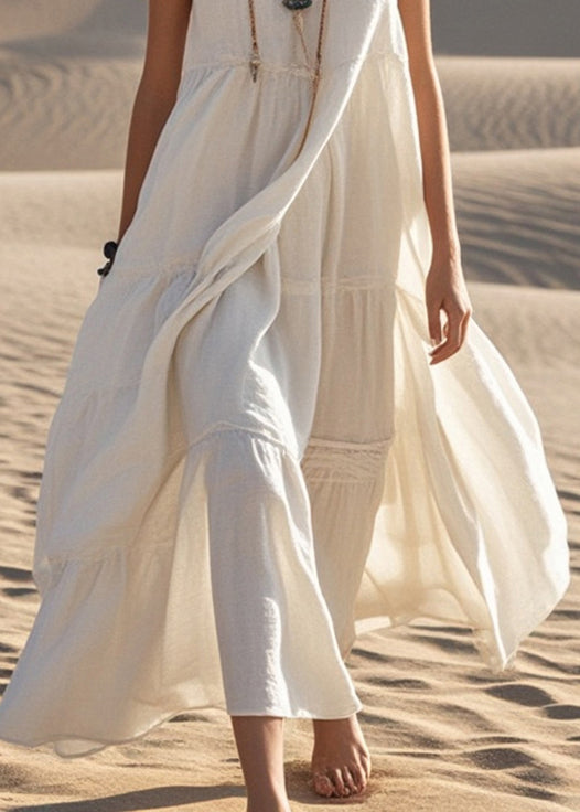 White Cotton Maxi Dresses Oversized Summer