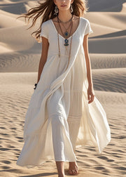 White Cotton Maxi Dresses Oversized Summer