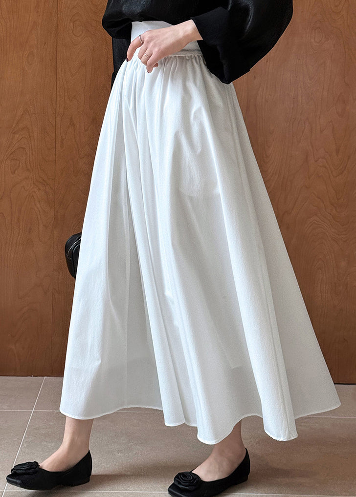 White Cotton Pleated Skirt Exra Large Hem Spring