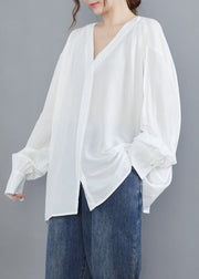 White Cotton UPF 50+ Shirt Oversized Button Summer