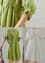 White Cotton Work Dress Asymmetrical Wrinkled Summer