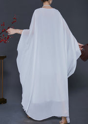 White Draping Chiffon Beach Dresses Oversized Summer