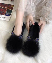 White Fuzzy Fur Chic Splicing Penny Loafers