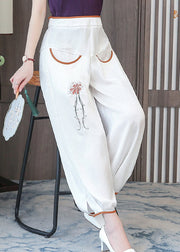 White High Waist Silk Lantern Pants