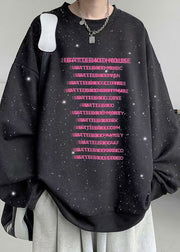 White Letter Sequins Cotton Mens Sweatshirts O Neck Spring