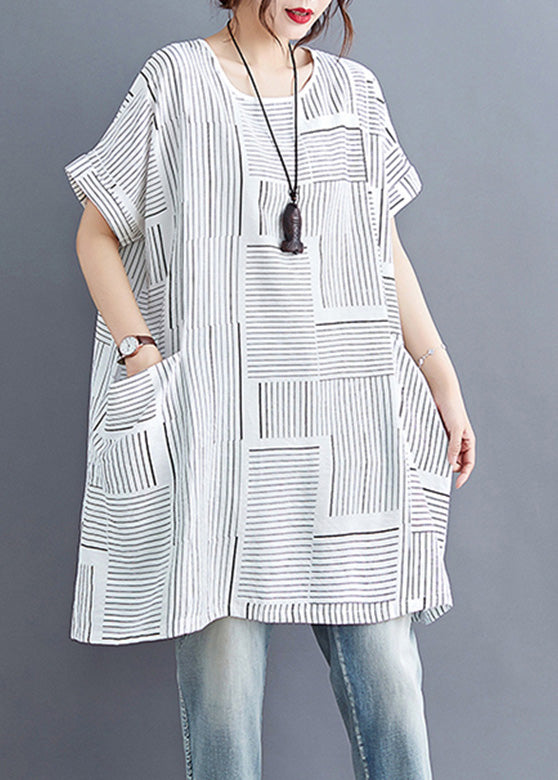 White O-Neck Cozy Linen Top Summer