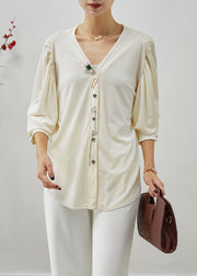 White Silk Velour Top Oversized Wrinkled Half Sleeve