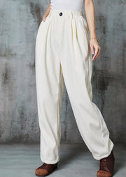 White Warm Fleece Corduroy Harem Pants Oversized Spring