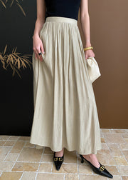 Women Apricot Exra Large Hem Pleated Skirt Spring