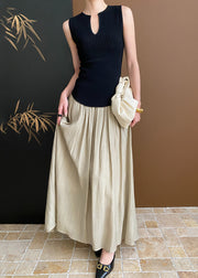 Women Apricot Exra Large Hem Pleated Skirt Spring