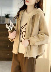 Women Apricot Hooded Patchwork Faux Fur Coats Winter