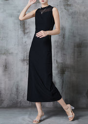 Women Black Backless Cotton Wraped Dresses Sleeveless