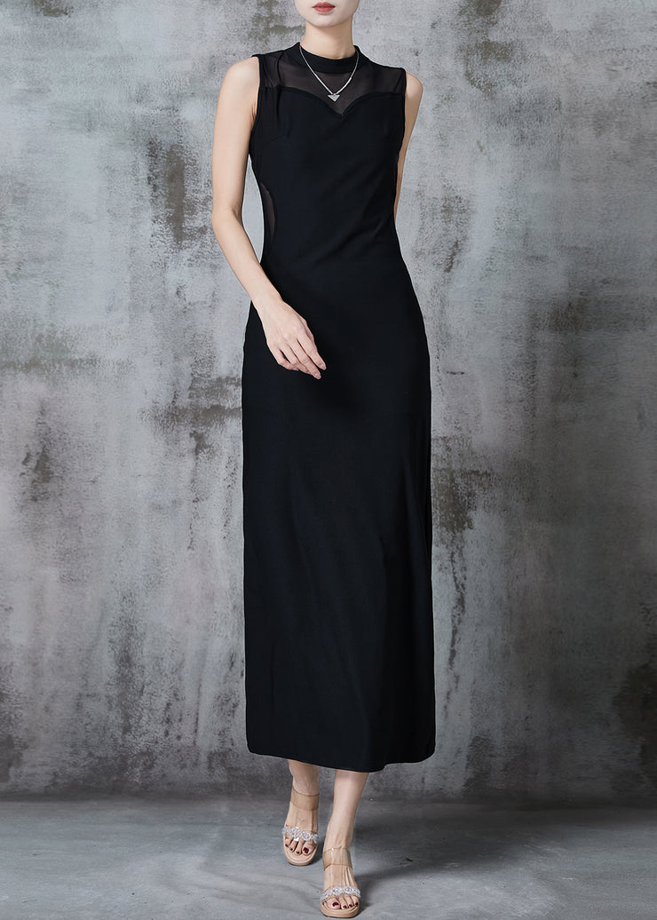 Women Black Backless Cotton Wraped Dresses Sleeveless