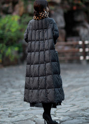 Women Black Oversized Pockets Duck Down Coat Winter