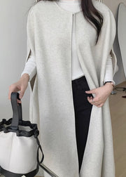 Women Black Oversized Pockets Woolen Coats Sleeveless