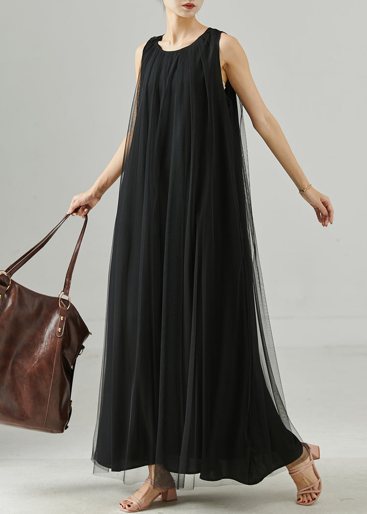 Women Black Oversized Tulle Maxi Dresses Summer