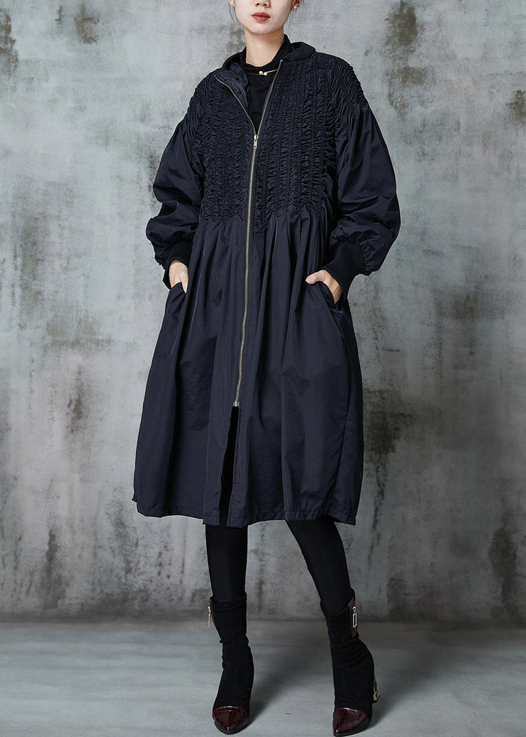 Women Black Oversized Wrinkled Duck Down Puffers Jackets Winter