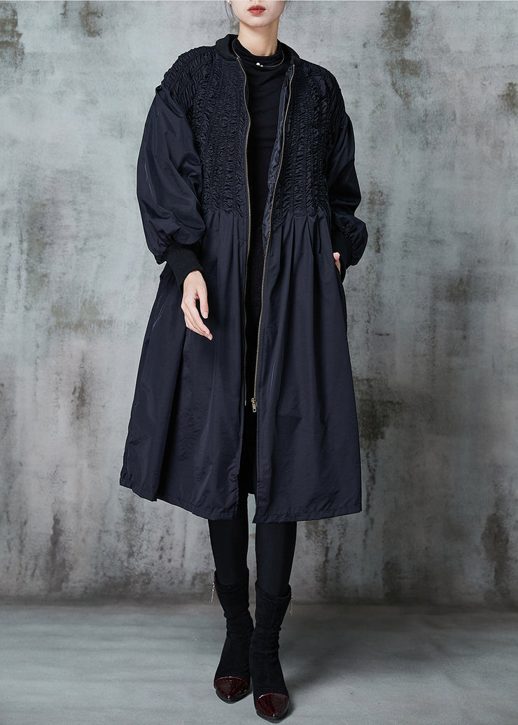 Women Black Oversized Wrinkled Duck Down Puffers Jackets Winter