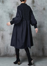 Women Black Oversized Wrinkled Duck Down Puffers Jackets Winter