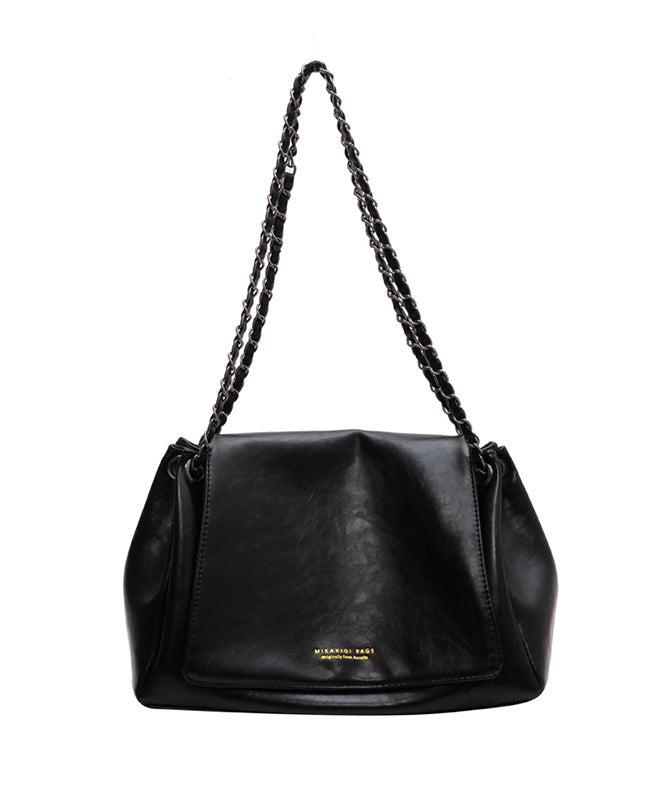 Women Black Patchwork Faux Leather Satchel Bag Handbag