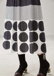 Women Black Print Cotton A Line Skirts Spring