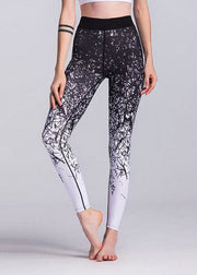 Women Black Print Slim Jogging Cotton Pants Spring