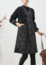 Women Black V Neck Knit Patchwork Fine Cotton Filled Women Witner Coats