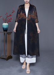 Women Black V Neck Patchwork Silk Cardigan Summer