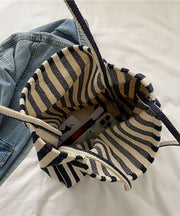 Women Blue Striped High-capacity Cozy Canvas Satchel Handbag