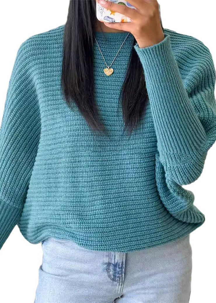 Women Caramel O Neck Thick Knitted Sweaters Tops Fall