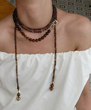 Women Chocolate Copper Overgild Beading Gratuated Bead Necklace