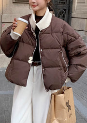 Women Coffee Stand Collar False Two Pieces Fine Cotton Filled Short Winter Coats