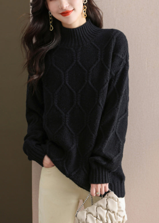 Women Coffee Turtleneck Cotton Knit Sweaters Spring